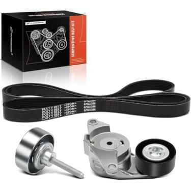 Imagem de A-Premium Kit de transmissão de correia serpentina do motor com tensor e intermediário compatível com Chevrolet, GMC, Buick, Cadillac, Saab e Saturn Cars - Traverse 2009-2012, Acadia 2007-2012,