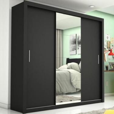 Imagem de Guarda Roupa Casal Com Espelho 3 Portas de Correr 4 Gavetas Melissa Gl
