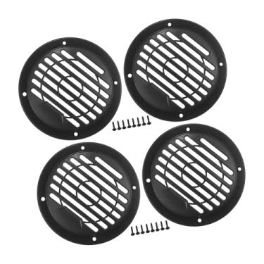 Imagem de REPAIROCK Capa de grade de alto-falante de carro universal de 7,6 cm redonda de 7,6 cm capa protetora de subwoofer com parafusos de montagem ABS preto - Pacote com 4 peças de reposição automotiva