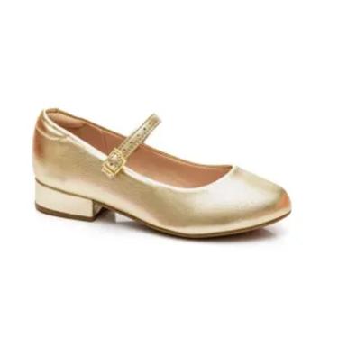 Imagem de Sapatilha Infantil Molekinha Slingback Salto Baixo Dourada