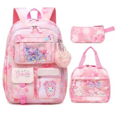 Imagem de Mochila escolar Alrisg Lovely Girls 17 polegadas rosa