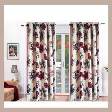 Imagem de Cortina rustica Flores varao Simples 2,60x2,60m - HOME SUSI, marrom