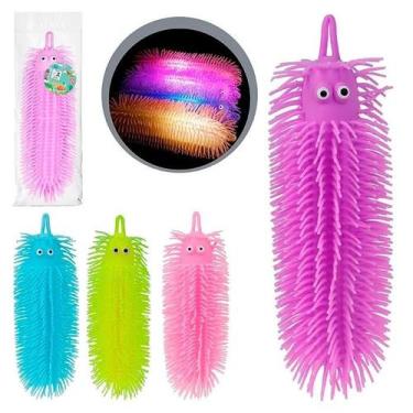 Imagem de Brinquedo Lagarta Fun 23cm Acende Luz Squish Sensorial Color - Art Bri