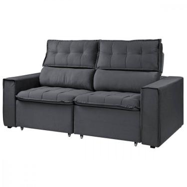 Imagem de Sofá Retratil Reclinavel Estofado Cancún 200cm Suede Grafite Grafite