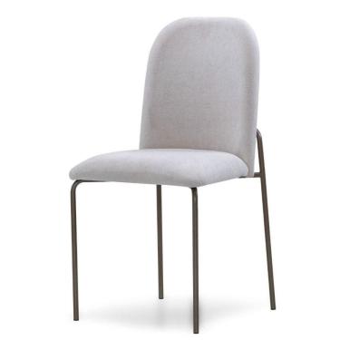 Imagem de Cadeira Elos Mh-3291 Herval Estofada Linho Bege C2810 Base Aço Laca Fosca Chocolate