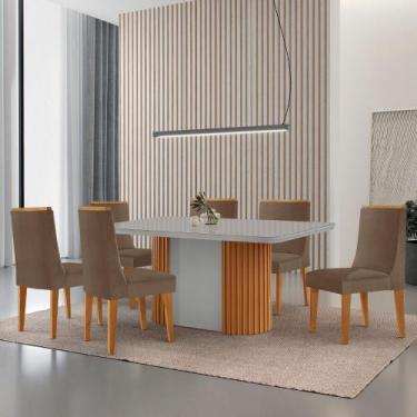 Imagem de Mesa de Jantar Aspen 180cm Tampo MDF Vidro com 6 Cadeiras Lisboa Moder