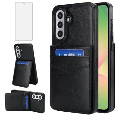 Imagem de Asuwish Capa de telefone para Samsung Galaxy A56 5G com protetor de tela de vidro temperado e suporte para cartão de crédito capa carteira suporte acessórios de celular de couro A 56 56A LTE SM-A566V
