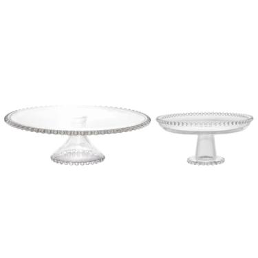 Imagem de Pratos De Cristal Com Pé Pearl 2 Unidades - 20cm E 31cm Wolff Boleira Vidro