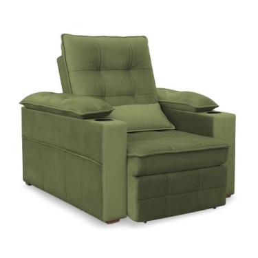 Imagem de Poltrona do Papai Reclinável Retrátil Thor Veludo Verde Musgo - Loja S