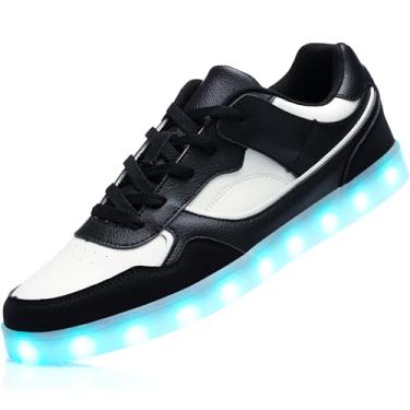 Imagem de APTESOL Sapatos Iluminados Para Mulheres E Homens - 11 Modos De Cores Led, Luminosos Modernos, Com Carregamento Usb (Preto/Branco, Feminino/9,5 Masculino)