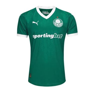 Imagem de CAMISA PUMA PALMEIRAS I 2025 FEMININA - JOGADORA - VDE/BCO M-Feminino