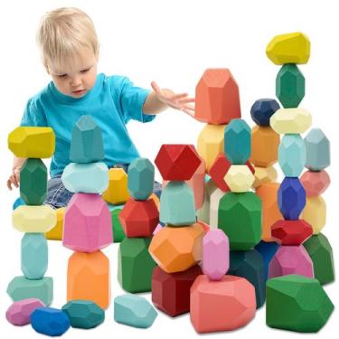 Imagem de Brinquedo de madeira Stacking Rocks MEGRANATE 39 unidades para criança