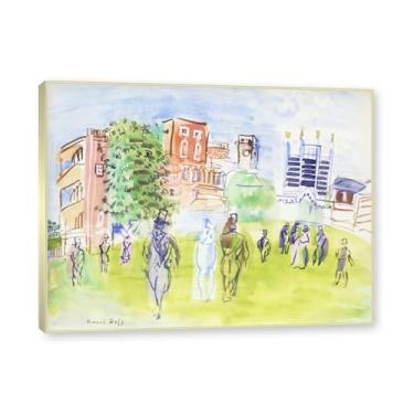 Imagem de NHLDZYH Moldura champanhe. Folhas impressionistas, (Ascot as arquibancadas) de Raoul Dufy, reprodução de quadros, quadros de pinturas famosas, imagem murais quartos. 60x80cm