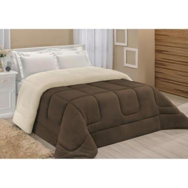Imagem de Edredom Dupla Face Casal Queen 2.40x2.20 - Lado Manta e Lado Sherpa (Pele de Carneiro), Aconchegante para Inverno(Tabaco)