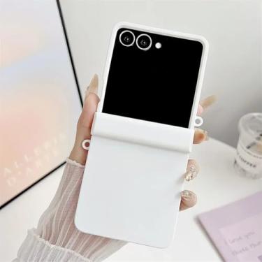 Imagem de Capa para Galaxy Z Flip6, capa protetora luxuosa de cor fosca com proteção contra colisão, cor gradiente, dobradiça rígida (para Galaxy Z Flip6/branco)