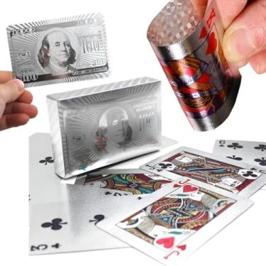 Imagem de Baralho Truco Dollar Poker Carta Plastico Jogos Prova D'água Baralho Dolar Buraco Caxeta (Prata)