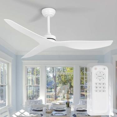 Imagem de iTni Ventiladores De Teto Com Controle Remoto, Ventilador De Teto Embutido De 52 Polegadas Sem Luz, 3 Lâminas Reversíveis, Ventilador De Teto Branco Para Quarto, Sala De Estar, Corredor