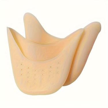 Imagem de 1 par de protetores de silicone para os dedos dos pés, manga respirável reutilizável com orifícios de ventilação para caminhada, prevenção de bolhas de sapato, uso diário, bege claro