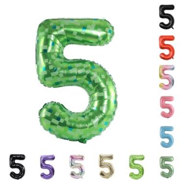 Imagem de Balão grande de hélio com número de hélio de 101 cm para festa de casamento 0-9 (pixel verde, 5)