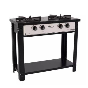 Imagem de Fogão 2 Queimadores Bravo A Gás Preto E Cinza Venâncio