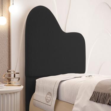 Imagem de Cabeceira Orgânica Cama Box Solteiro Sea 90cm Com Frame Bouclé Preto - Desk Design