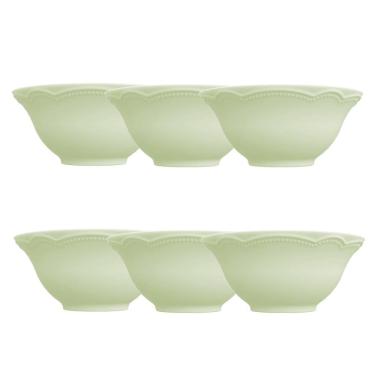 Imagem de Kit 6 Bowl Tigela Relevo Cottage Verde 510 ml Porcelana