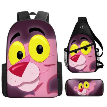 Imagem de Conjunto de mochilas Pinks Panthers Anime, 3 peças, mochila escolar infantil