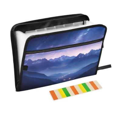 Imagem de Wassud Pasta organizadora de arquivos de papel A4 em formato de acordeão para noite violeta com etiquetas pasta de arquivo expansível com 13 bolsos