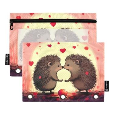 Imagem de Wassud Happy Hedgehogs Pacote com 2 Pastas de fichário com 3 furos, pasta organizadora de arquivos para casa, escritório