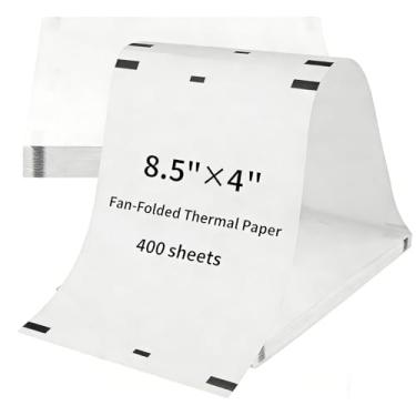 Imagem de HOIGON 400 folhas de papel para impressora térmica dobrável A4, 21 x 29 cm, papel térmico de secagem rápida para impressora portátil