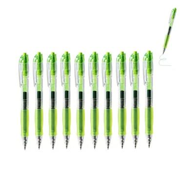 Imagem de GZBABY Caneta de gel retrátil, 10 peças, caneta esferográfica de ponta fina para escrever colorir, 0,5 mm, tinta verde montanha