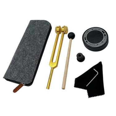 Imagem de Instrumento de cura de diapasão de 128 Hz com ativador, diapasão ponderado de ressonância de liga de alumínio de 128 Hz para meditação sonora de cura, aterramento, atenção plena, ioga, prática de