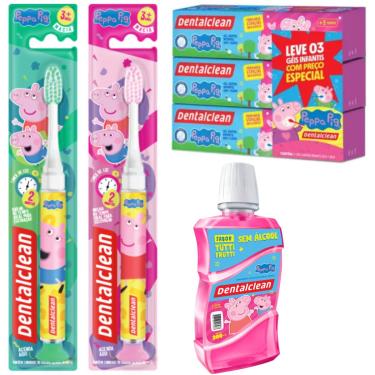 Imagem de ESCOVA LUZ + PACK 3 GEL + ENXAGUANTE PEPPA PIG - DENTALCLEAN