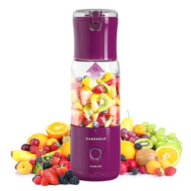 Imagem de EASEHOLD Liquidificador pessoal portátil para batidos, mini liquidificador rápido de suco fresco em movimento com 6 lâminas, recarregável, único, livre de BPA para esportes, cozinha, viagens
