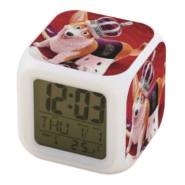 Imagem de Despertador digital LED Queen`s Corgi Square 8x8x8cm