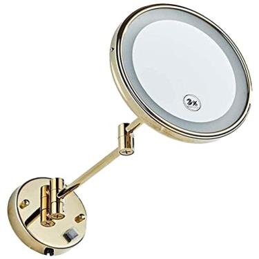 Imagem de CZCZC Espelho de maquilhagem, espelho de maquilhagem, espelho de maquilhagem montado na parede, espelho cosmético com ampliação 3X, rotação de 360°, espelho de maquilhagem extensível para casa de