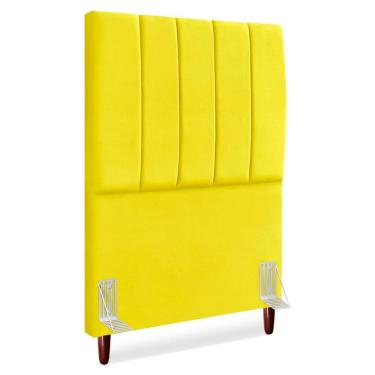 Imagem de Cabeceira Solteiro 100 Cm Com Frame Carla Suede Amarelo Artte Amarelo