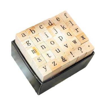 Imagem de Conjunto De Carimbos De Madeira Retro Com 30 Letras A-Z Em Inglês, Sér