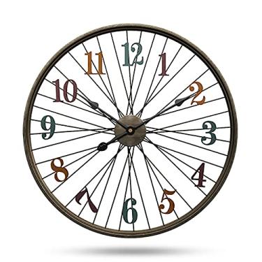 Imagem de Wddwymll Relógio de parede de metal, relógio de parede redondo retrô de 60 cm, relógio de parede grande sem tique-taque, para sala de estar, sala de aula, quarto