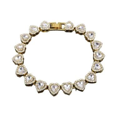 Imagem de Conjunto De Colar E Pulseira Hip Hop Tennis Chain De 45CM Com Strass B