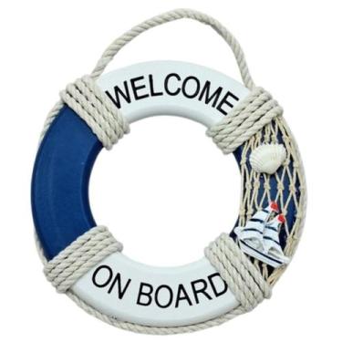 Imagem de Decoração Náutica Casa De Praia Estilo Bóia Azul Bic 18X18Cm - Dantas