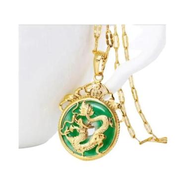 Imagem de Colar Masculino Vintage Com Pingente De Obsidiana Dragão Do Zodíaco Am