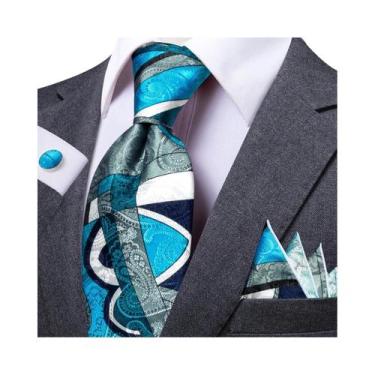 Imagem de Gravata, Abotoaduras E Lenço De Bolso Xadrez Marrom E Vermelho Masculi