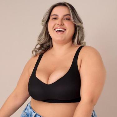 Imagem de Sutiã Plus Size Comfort UP Sem Aro Bojo Flexível Fita UP, Preto, GG(44