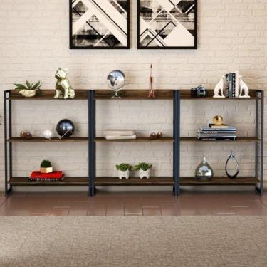 Imagem de Kit 3 Estantes para Livros Industrial 3 Prateleiras 104CMX240CM Active