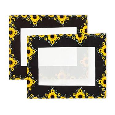 Imagem de Kit Mesa Posta Jogo Americano 4 Lugares 12 Pçs Micropercal 200 Fios Girassol Amarelo (Capa+Guardanapo+Abraçadeira)