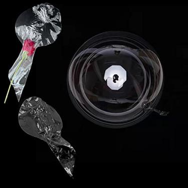 Imagem de Balões transparentes, 15 peças de balões transparentes de pescoço largo pré-esticado 50,8 cm redondo rosa transparente bolhas para encher EFAY