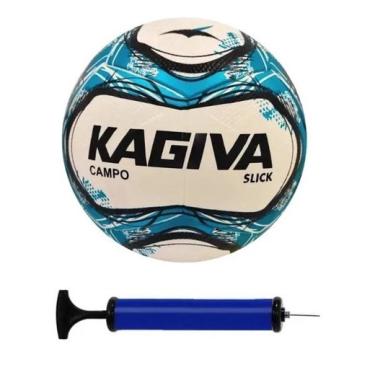 Imagem de Bola Futebol Campo Kagiva Slick + 1 Bomba de Ar - Azul Celeste