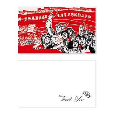 Imagem de Boné com bandeira vermelha Mao Zedong Anthology Cartão de agradecimento aniversário aniversário saudações casamento agradecimento