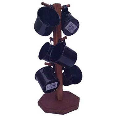 Imagem de Suporte Rústico com 6 Canecas de Café em Alumínio Esmaltadas - Black